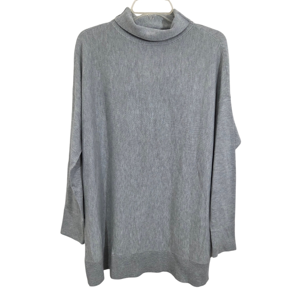 NWT LOFT Turtleneck Sweater Tunic Side Slit Grey Size Large Casual